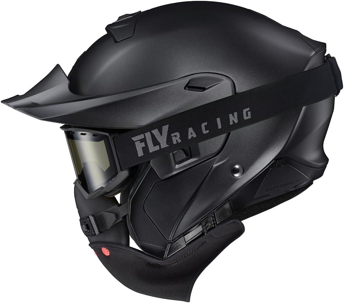 ScorpionEXO GT930 Cold Weather Adventure Snowmobile Modular Helmet Electric Shield with Breath Box and Bluetooth Ready Speaker Pockets Modulus (Black/Blue – Small)(Matte Black)