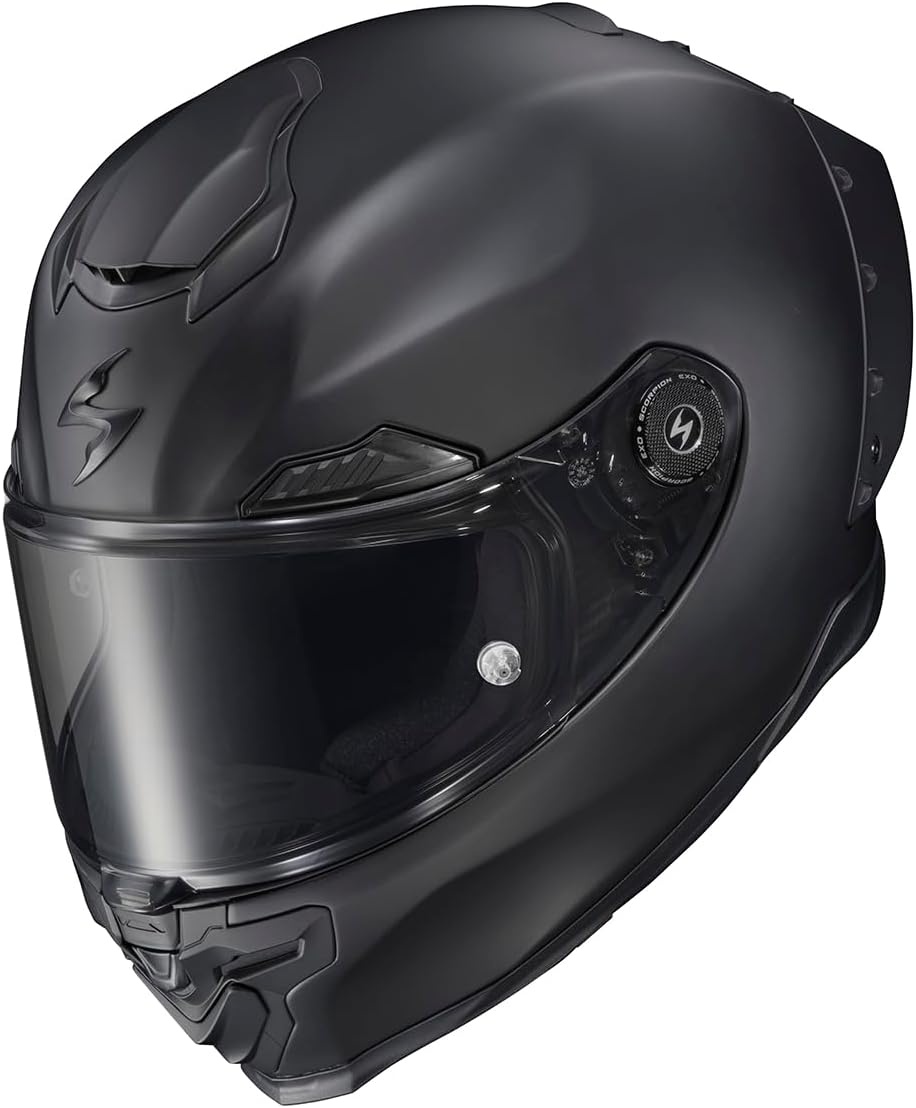 ScorpionEXO Apex Warp Full Face Motorcycle Helmet with Pinlock Ready Shield Adjustable Race Spoiler Bluetooth Ready Speaker Pockets FIM #2 DOT ECE Solid (White – Large)(Matte Black)