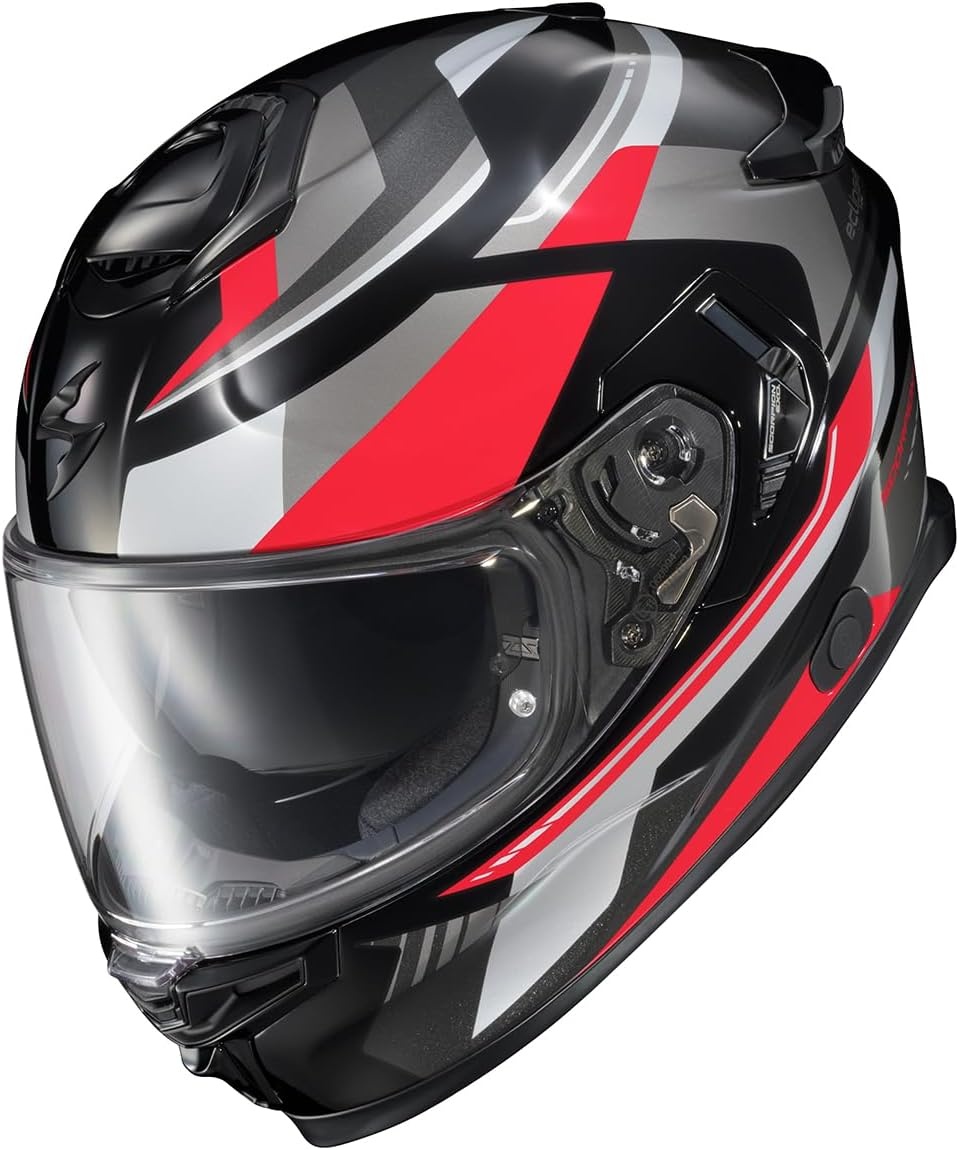 ScorpionEXO Eclipse Full Face Motorcycle Helmet with Pinlock Ready Shield – Bluetooth Ready Speaker Pockets Apex Series Pivot (Phantom – Small)(Red/White/Black)