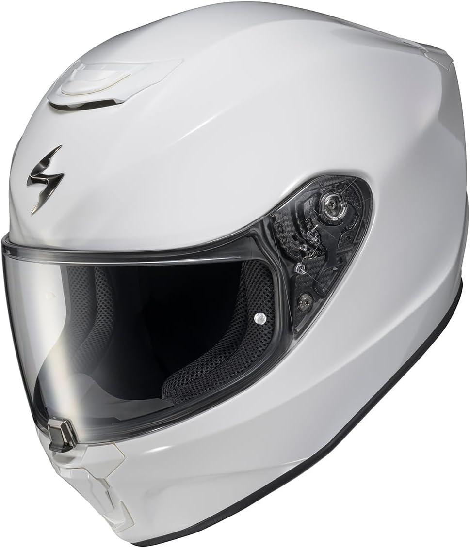 ScorpionEXO R330 Full Face Motorcycle Helmet with Pinlock Ready Shield Bluetooth Ready Speaker Pockets DOT ECE Approved Bendr (Black – Small)(White)