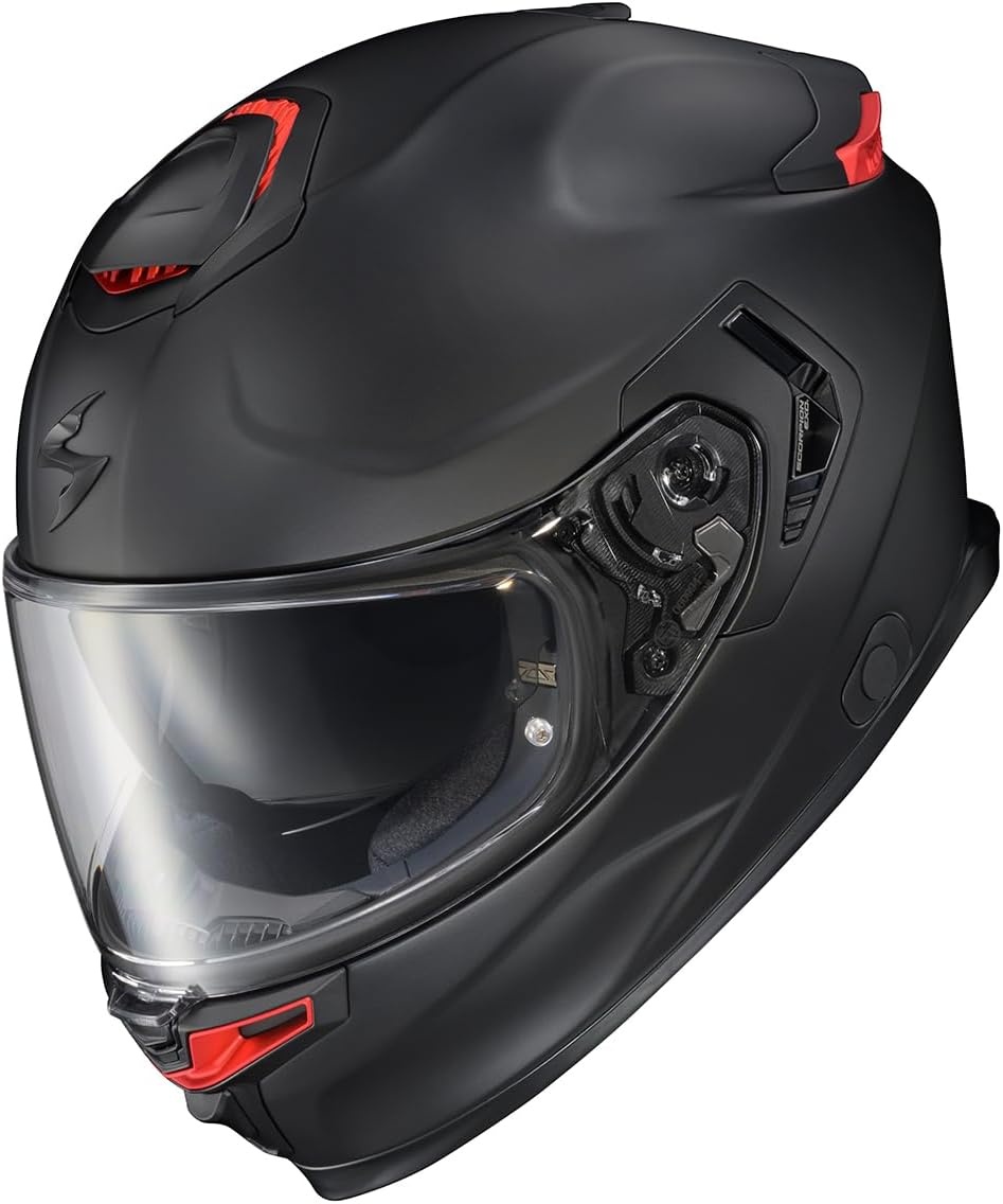 ScorpionEXO Eclipse Full Face Motorcycle Helmet with Pinlock Ready Shield – Bluetooth Ready Speaker Pockets Apex Series Pivot (Phantom – Small)(Matte Black)