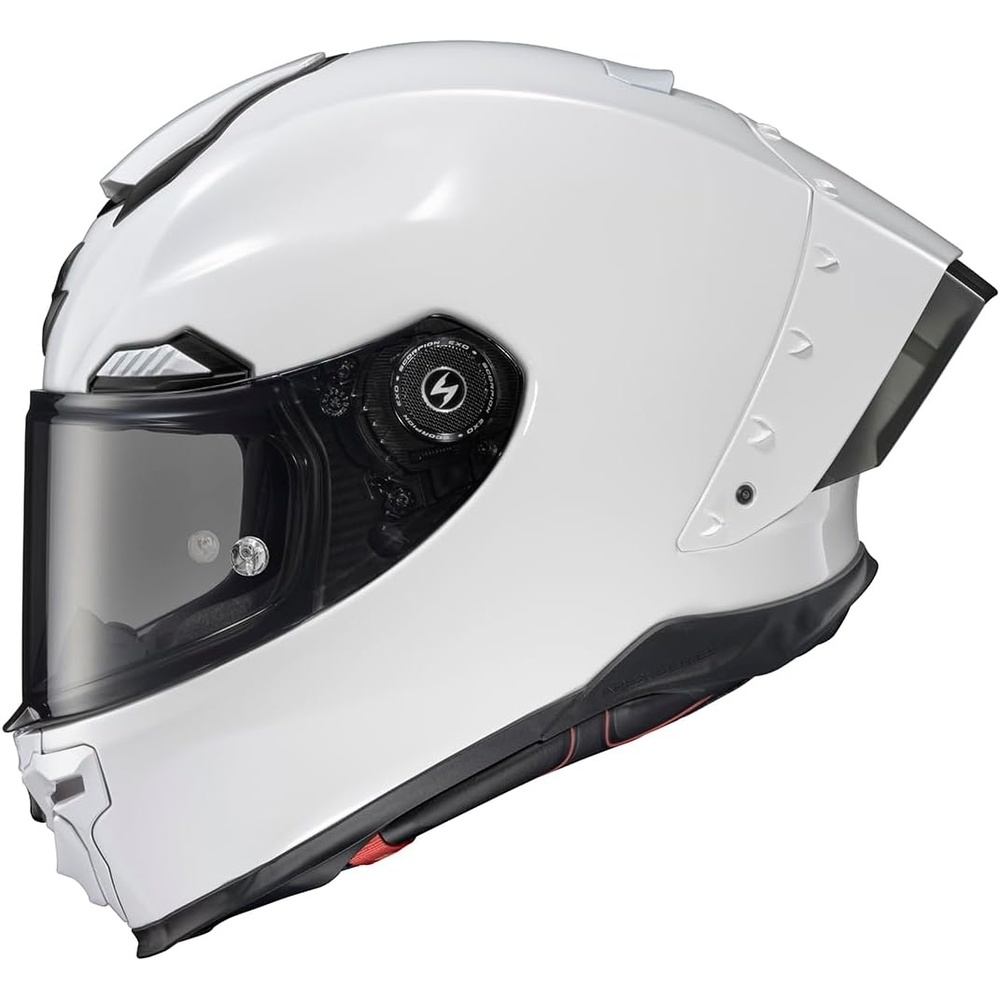 ScorpionEXO Apex Warp Full Face Motorcycle Helmet with Pinlock Ready Shield Adjustable Race Spoiler Bluetooth Ready Speaker Pockets FIM #2 DOT ECE Solid (White – Large)(White)