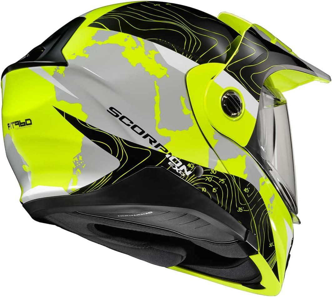 ScorpionEXO AT960 Modular Adventure Street Motorcycle Helmet with Bluetooth Ready Speaker Pockets DOT ECE Approved Monk (Black/Red – Small)(Topographic Black)