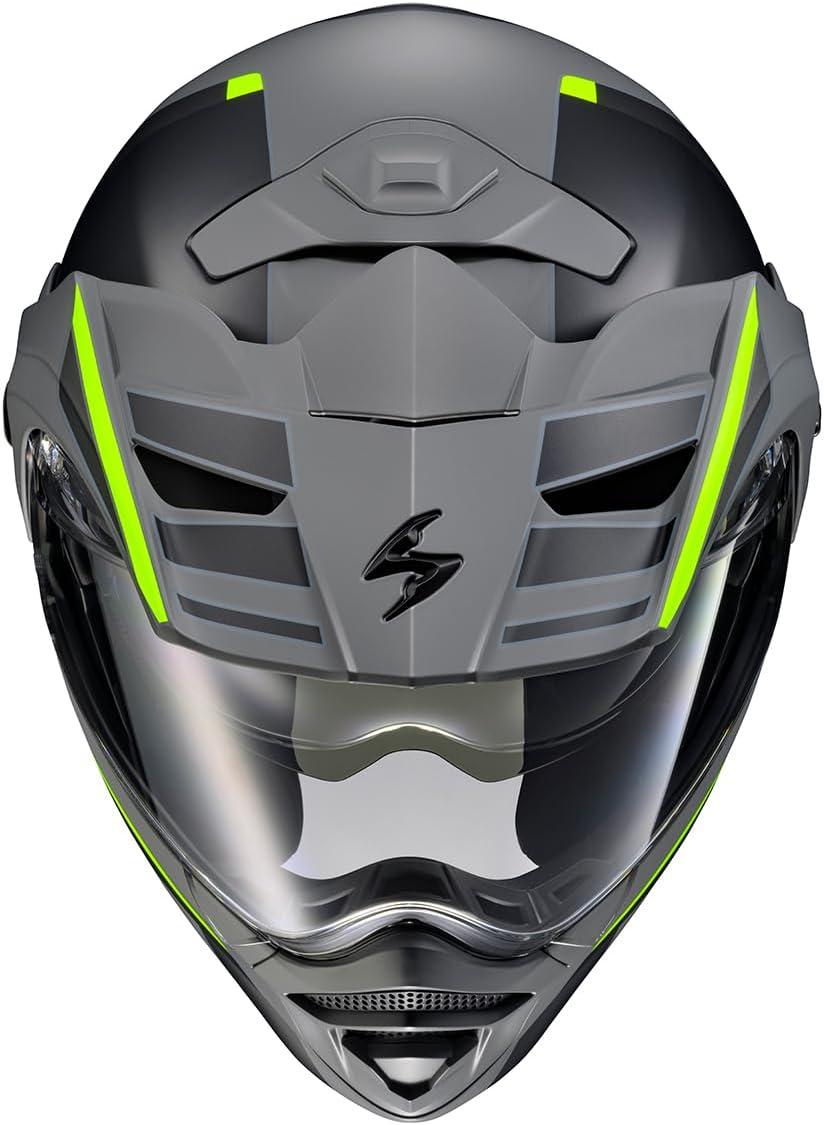 ScorpionEXO AT960 Modular Adventure Street Motorcycle Helmet with Bluetooth Ready Speaker Pockets DOT ECE Approved Monk (Black/Red – Small)(Grey/Hi-viz)