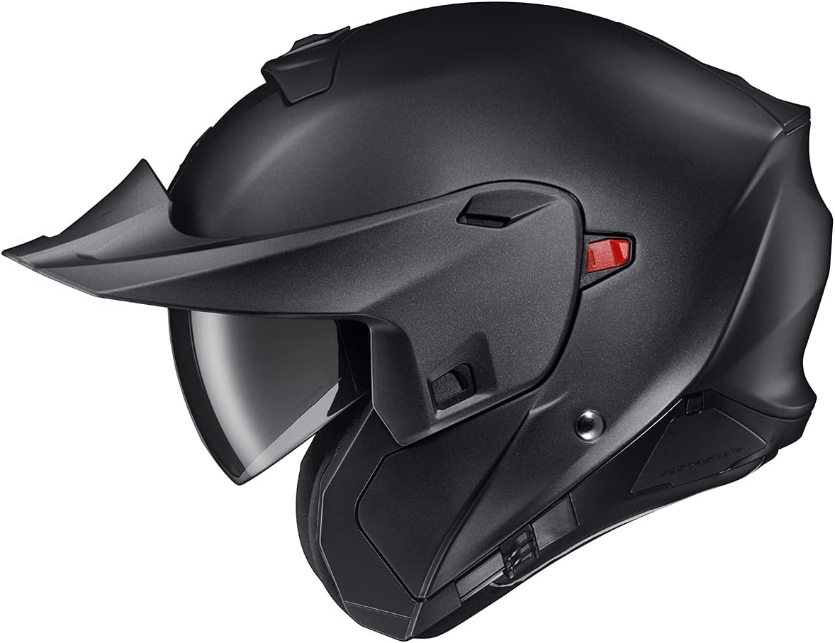 ScorpionEXO GT930 Open Full Face Transformer Adult Motorcycle Helmet Bluetooth Ready Speaker Pockets DOT ECE P/J Approved Solid (Gloss Black – Medium)(Matte Black)