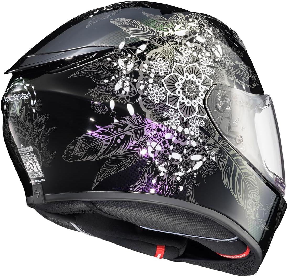 ScorpionEXO R430 Full Face Street Motorcycle Helmet with Bluetooth Ready Speaker Pocketss DOT/SNELL Approved Paradox (Phantom – Small)(Manitou Black)