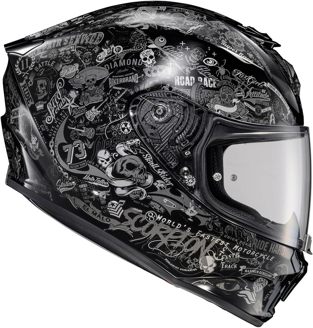 ScorpionEXO R330 Full Face Motorcycle Helmet with Pinlock Ready Shield Bluetooth Ready Speaker Pockets DOT ECE Approved Bendr (Black – Small)(Shake 2 Black)