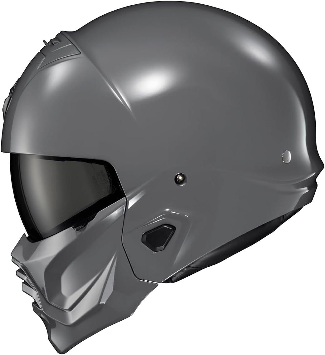 ScorpionEXO Covert 2 Open Face 3/4 Full Mode Motorcycle Helmet Bluetooth Ready Speaker Pockets Interchangeable Mouth Cover DOT Approved Solid (Cement Grey – X-Large)(Cement Grey)
