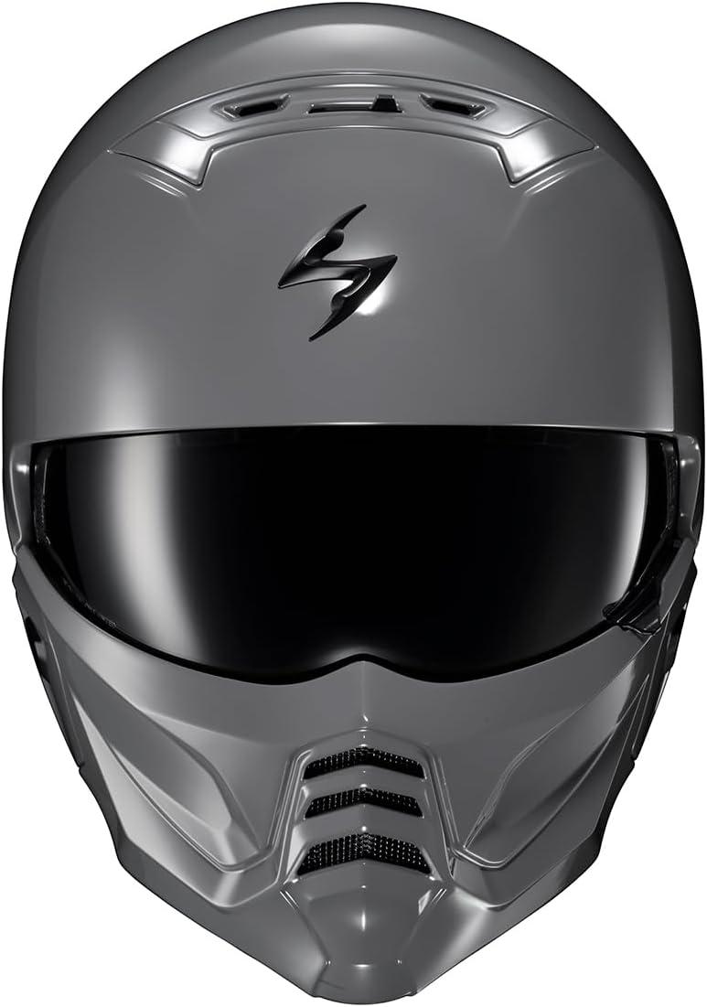 ScorpionEXO Covert 2 Open Face 3/4 Full Mode Motorcycle Helmet Bluetooth Ready Speaker Pockets Interchangeable Mouth Cover DOT Approved Solid (Cement Grey – X-Large)(Cement Grey)