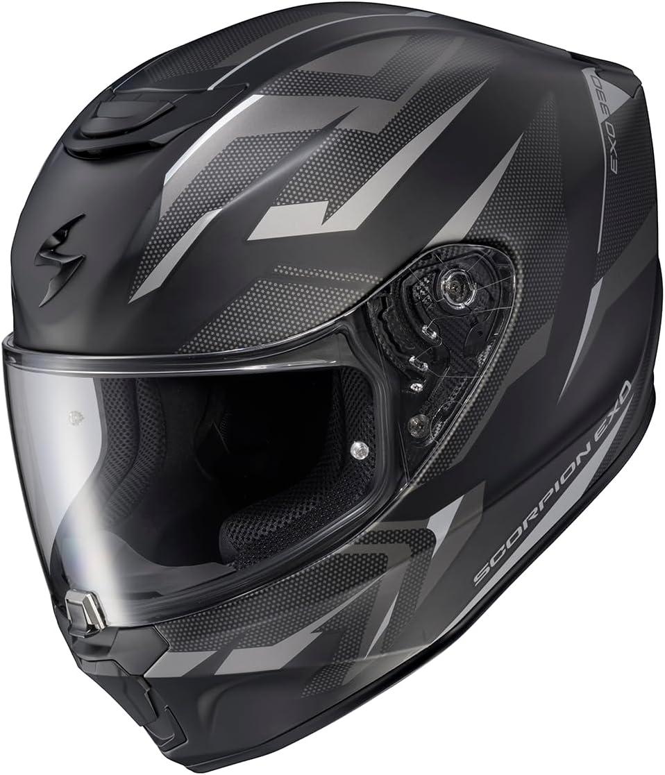 ScorpionEXO R330 Full Face Motorcycle Helmet with Pinlock Ready Shield Bluetooth Ready Speaker Pockets DOT ECE Approved Bendr (Black – Small)(Saga Phantom)