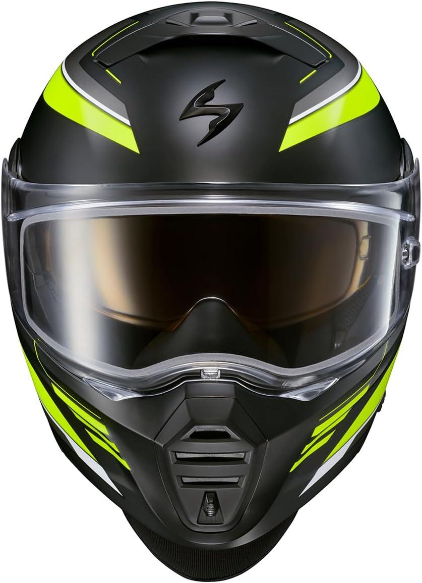 ScorpionEXO GT930 Cold Weather Adventure Snowmobile Modular Helmet Dual Pane Shield with Breath Box and Bluetooth Ready Speaker Pockets Modulus (Black/Blue – Small)(Hi-vis)