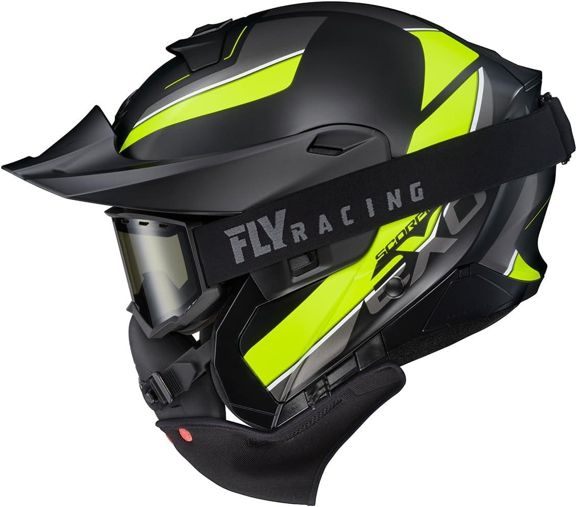 ScorpionEXO GT930 Cold Weather Adventure Snowmobile Modular Helmet Dual Pane Shield with Breath Box and Bluetooth Ready Speaker Pockets Modulus (Black/Blue – Small)(Hi-vis)