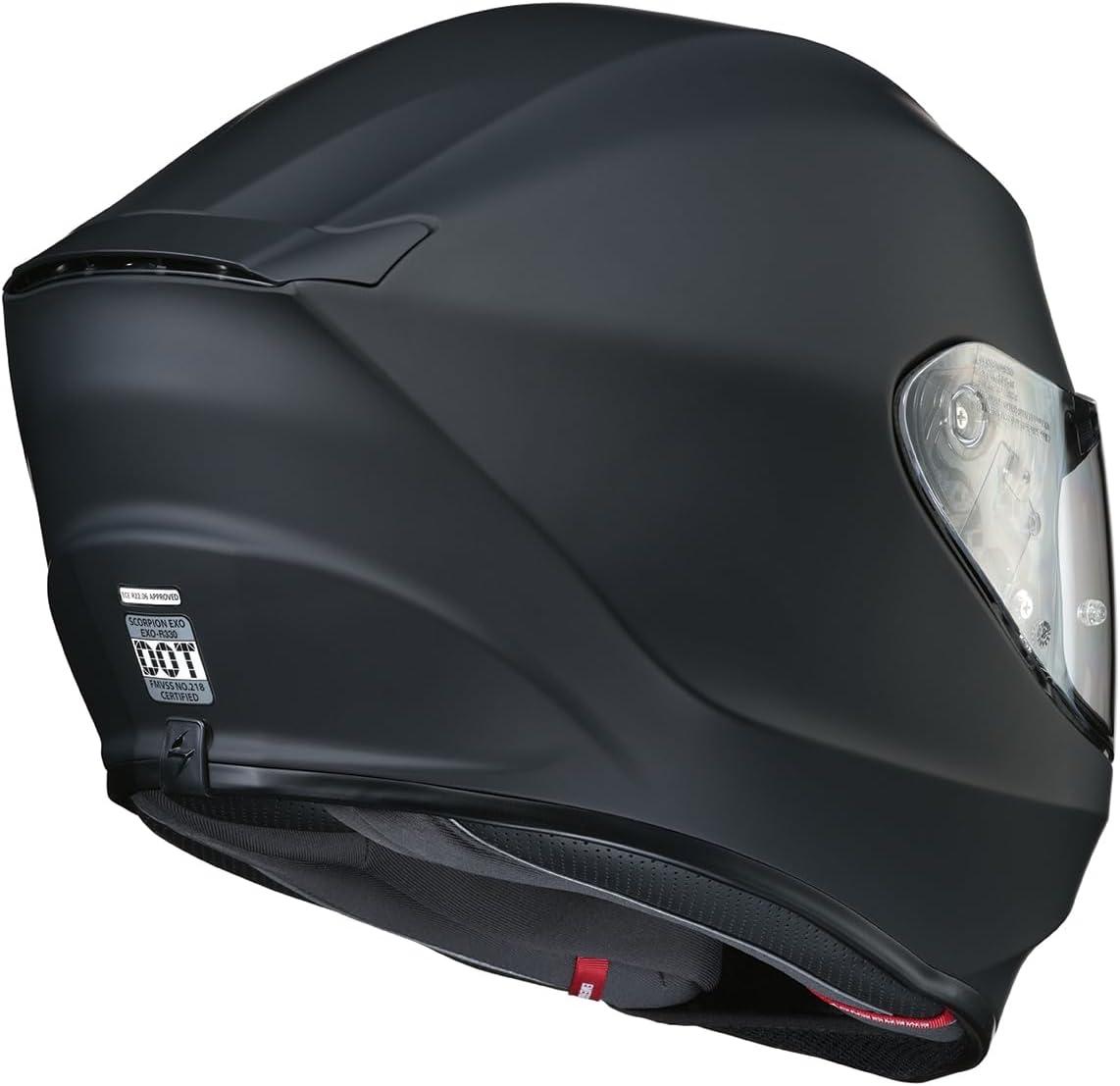 ScorpionEXO R330 Full Face Motorcycle Helmet with Pinlock Ready Shield Bluetooth Ready Speaker Pockets DOT ECE Approved Bendr (Black – Small)(Matte Black)
