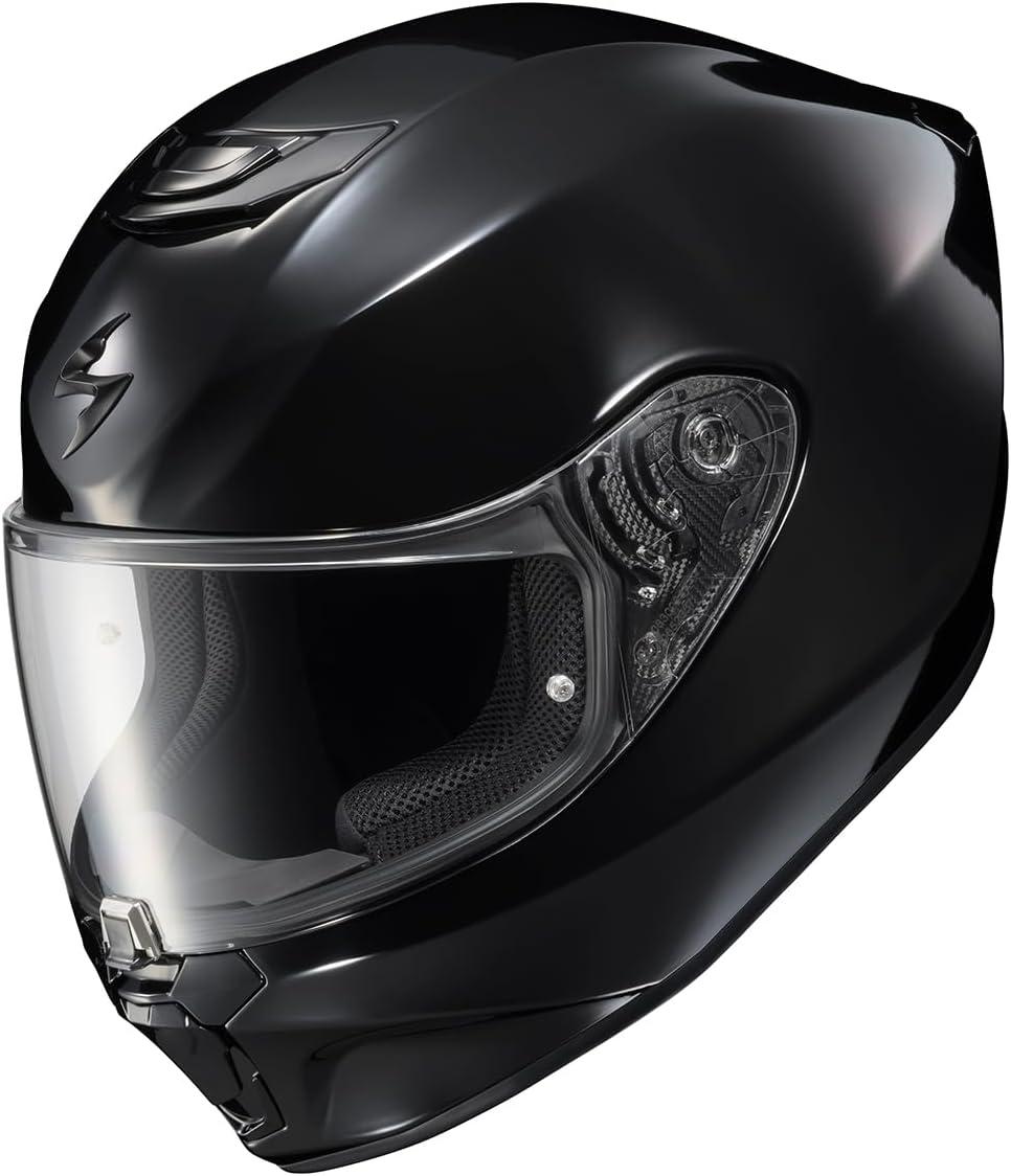 ScorpionEXO R330 Full Face Motorcycle Helmet with Pinlock Ready Shield Bluetooth Ready Speaker Pockets DOT ECE Approved Bendr (Black – Small)(Black)