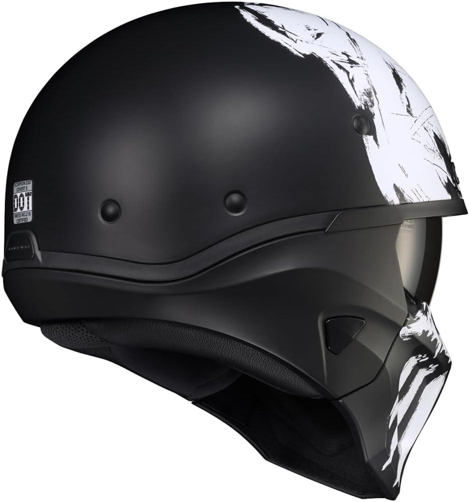 ScorpionEXO Covert X Open Face Half Shell 3/4 Mode Motorcycle Helmet Comm Ready Speaker Pockets DOT(Marauder Black)