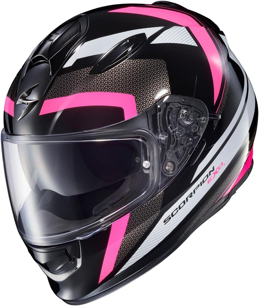 ScorpionEXO Ryzer Full Face Motorcycle Helmet with Pinlock Ready Shield with Integrated Speaker Pockets DOT ECE Approved Edge (Dark Grey – Small)(Evolution Pink)