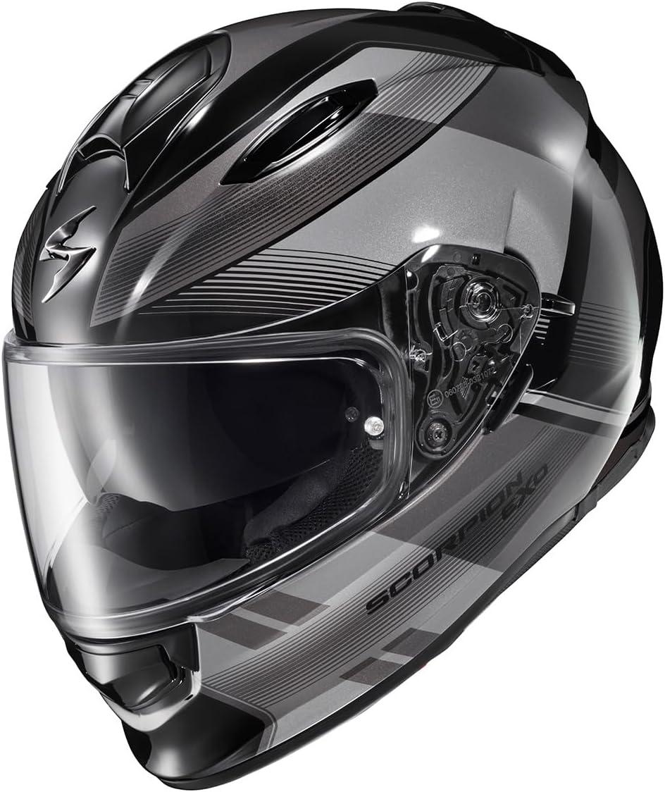 ScorpionEXO Ryzer Full Face Motorcycle Helmet with Pinlock Ready Shield with Integrated Speaker Pockets DOT ECE Approved Edge (Dark Grey – Small)(Edge Dark Grey)