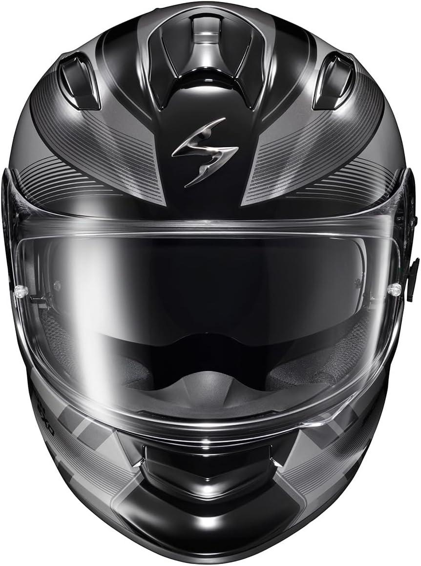 ScorpionEXO Ryzer Full Face Motorcycle Helmet with Pinlock Ready Shield with Integrated Speaker Pockets DOT ECE Approved Edge (Dark Grey – Small)(Edge Dark Grey)