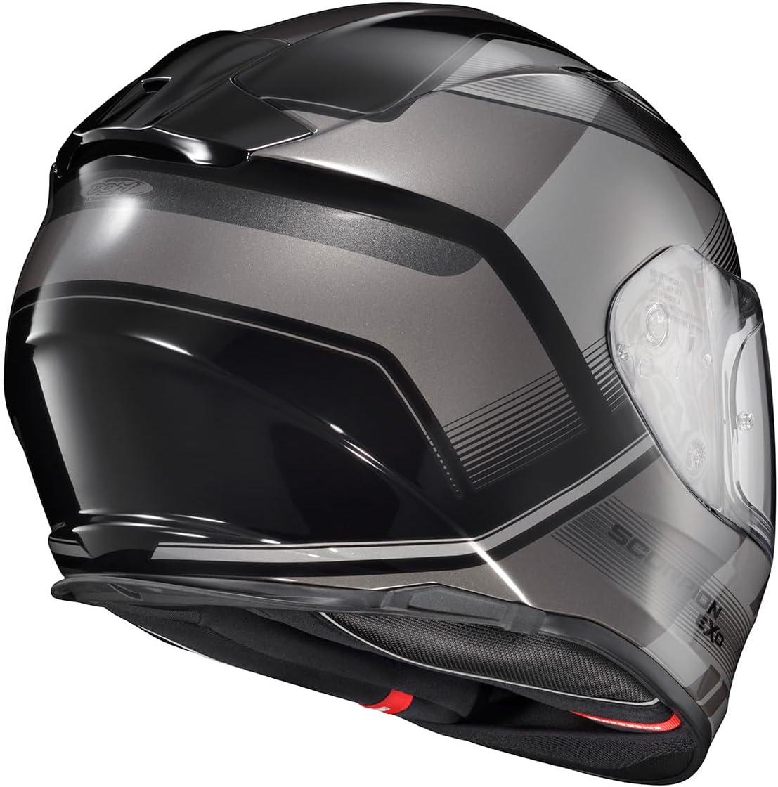 ScorpionEXO Ryzer Full Face Motorcycle Helmet with Pinlock Ready Shield with Integrated Speaker Pockets DOT ECE Approved Edge (Dark Grey – Small)(Edge Dark Grey)