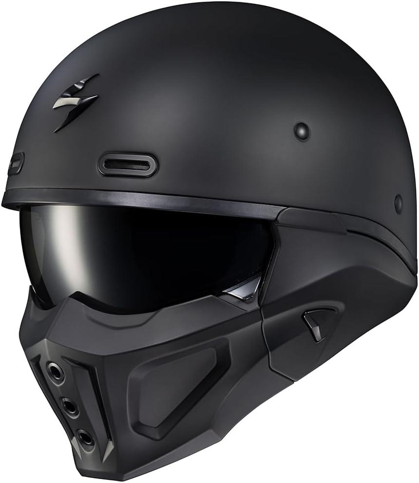 ScorpionEXO Covert X Open Face Half Shell 3/4 Mode Motorcycle Helmet Comm Ready Speaker Pockets DOT(Solid Matte Black)