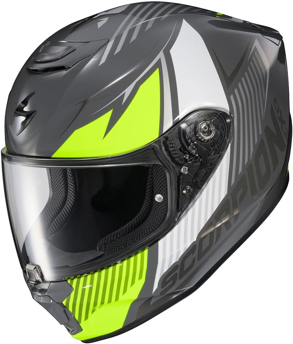 ScorpionEXO R330 Full Face Motorcycle Helmet with Pinlock Ready Shield Bluetooth Ready Speaker Pockets DOT ECE Approved Bendr (Black – Small)(Hawker Hi-viz)