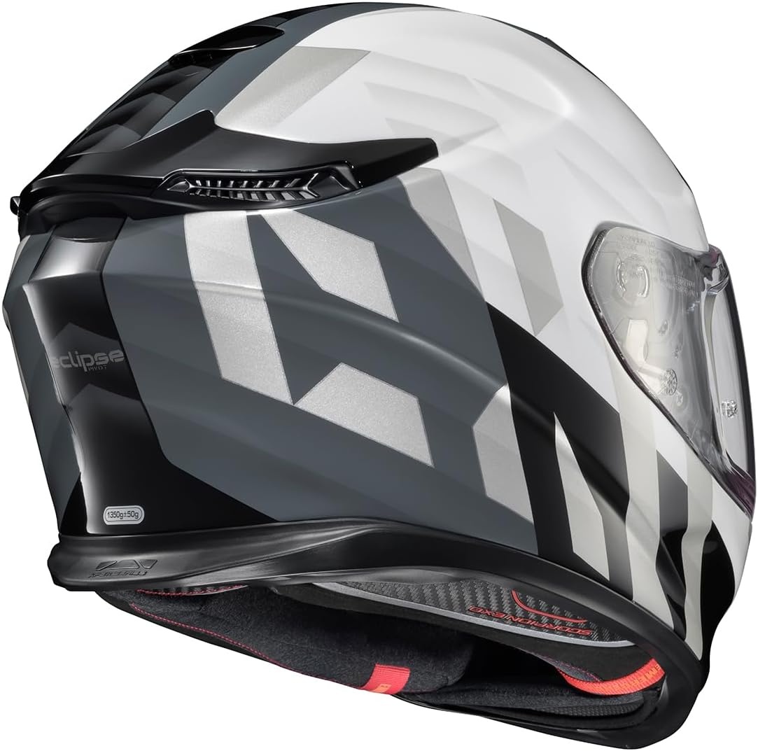 ScorpionEXO Eclipse Full Face Motorcycle Helmet with Pinlock Ready Shield – Bluetooth Ready Speaker Pockets Apex Series Pivot (Phantom – Small)(White)