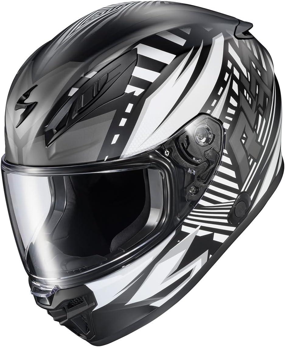 ScorpionEXO R430 Full Face Street Motorcycle Helmet with Bluetooth Ready Speaker Pocketss DOT/SNELL Approved Paradox (Phantom – Small)(Head Trip Grey)