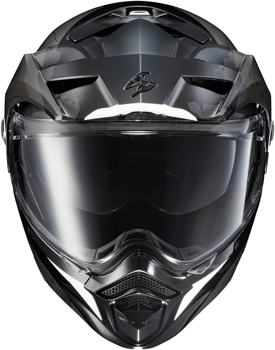 ScorpionEXO AT960 Modular Adventure Street Motorcycle Helmet with Bluetooth Ready Speaker Pockets DOT ECE Approved Monk (Black/Red – Small)(Topographic White)