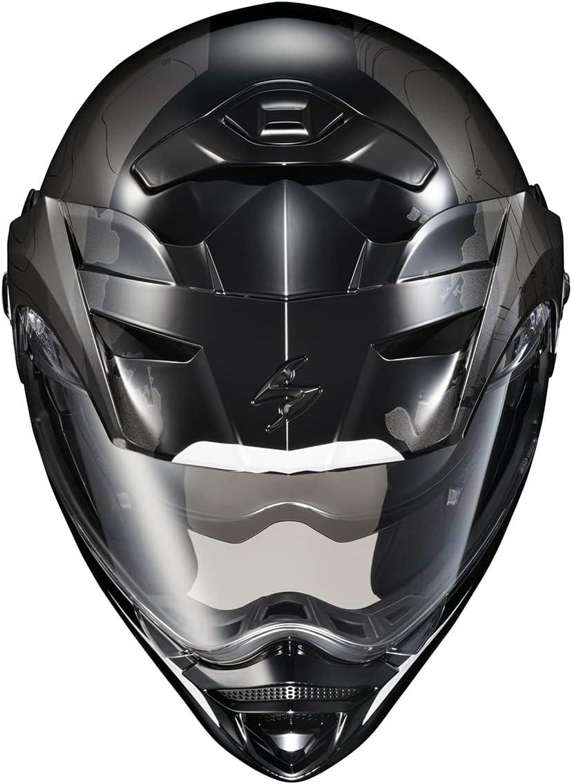 ScorpionEXO AT960 Modular Adventure Street Motorcycle Helmet with Bluetooth Ready Speaker Pockets DOT ECE Approved Monk (Black/Red – Small)(Topographic White)