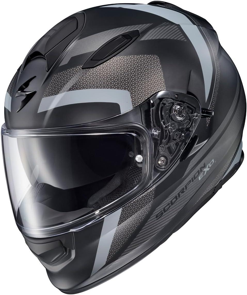 ScorpionEXO Ryzer Full Face Motorcycle Helmet with Pinlock Ready Shield with Integrated Speaker Pockets DOT ECE Approved Edge (Dark Grey – Small)(Evolution Phantom)