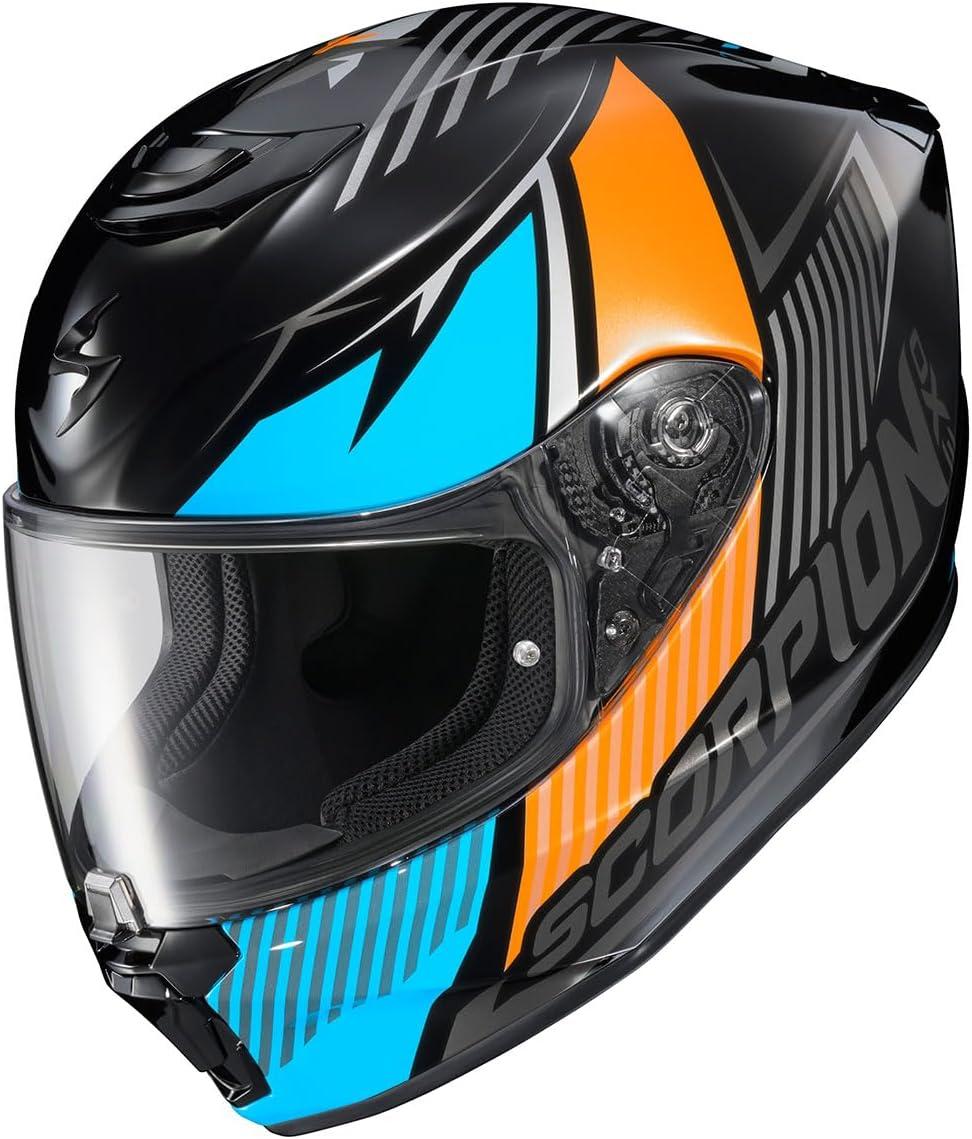 ScorpionEXO R330 Full Face Motorcycle Helmet with Pinlock Ready Shield Bluetooth Ready Speaker Pockets DOT ECE Approved Bendr (Black – Small)(Hawker Light Blue)
