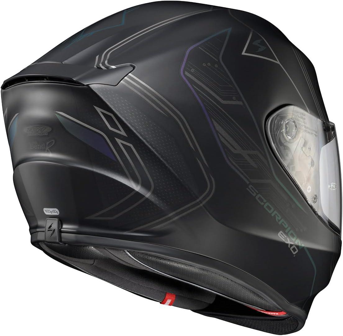 ScorpionEXO R330 Full Face Motorcycle Helmet with Pinlock Ready Shield Bluetooth Ready Speaker Pockets DOT ECE Approved Bendr (Black – Small)(Bendr Black)