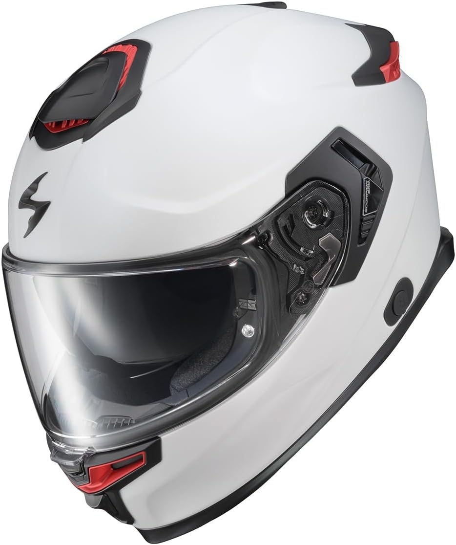 ScorpionEXO Eclipse Full Face Motorcycle Helmet with Pinlock Ready Shield – Bluetooth Ready Speaker Pockets Apex Series Pivot (Phantom – Small)(Matte Pearl White)
