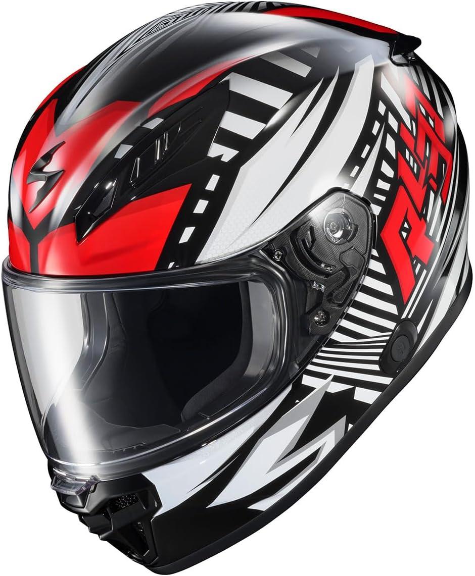 ScorpionEXO R430 Full Face Street Motorcycle Helmet with Bluetooth Ready Speaker Pocketss DOT/SNELL Approved Paradox (Phantom – Small)(Head Trip Red)