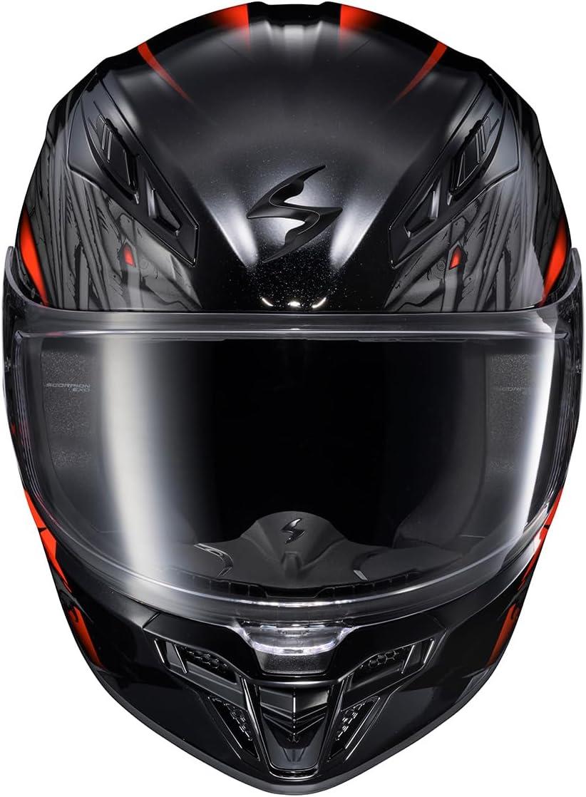 ScorpionEXO R430 Full Face Street Motorcycle Helmet with Bluetooth Ready Speaker Pocketss DOT/SNELL Approved Paradox (Phantom – Small)(Wyvern Black/Red)