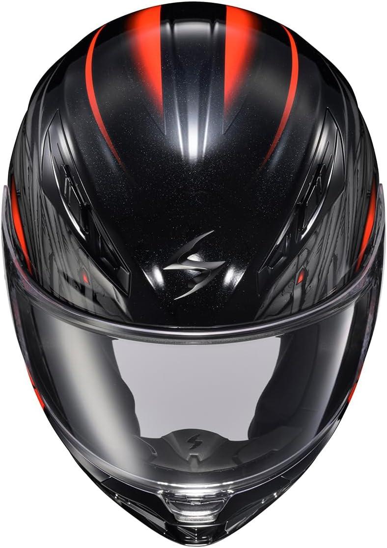 ScorpionEXO R430 Full Face Street Motorcycle Helmet with Bluetooth Ready Speaker Pocketss DOT/SNELL Approved Paradox (Phantom – Small)(Wyvern Black/Red)