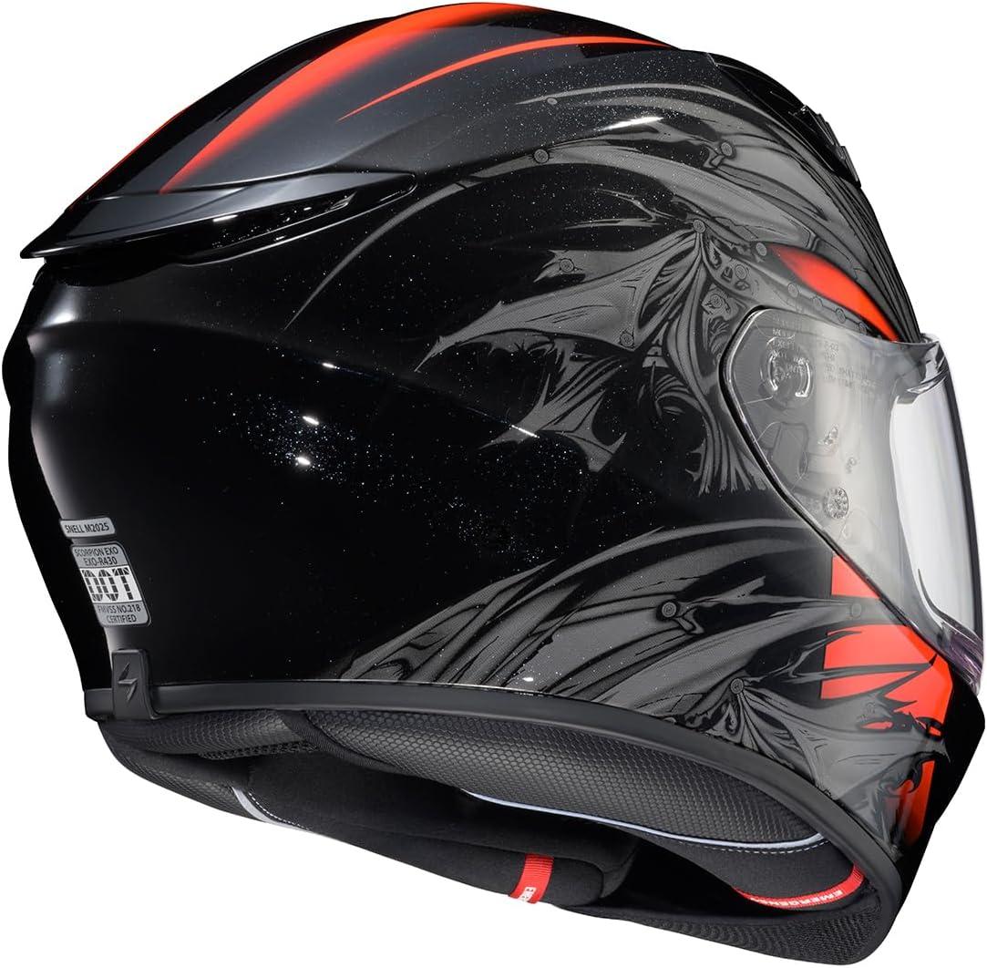 ScorpionEXO R430 Full Face Street Motorcycle Helmet with Bluetooth Ready Speaker Pocketss DOT/SNELL Approved Paradox (Phantom – Small)(Wyvern Black/Red)