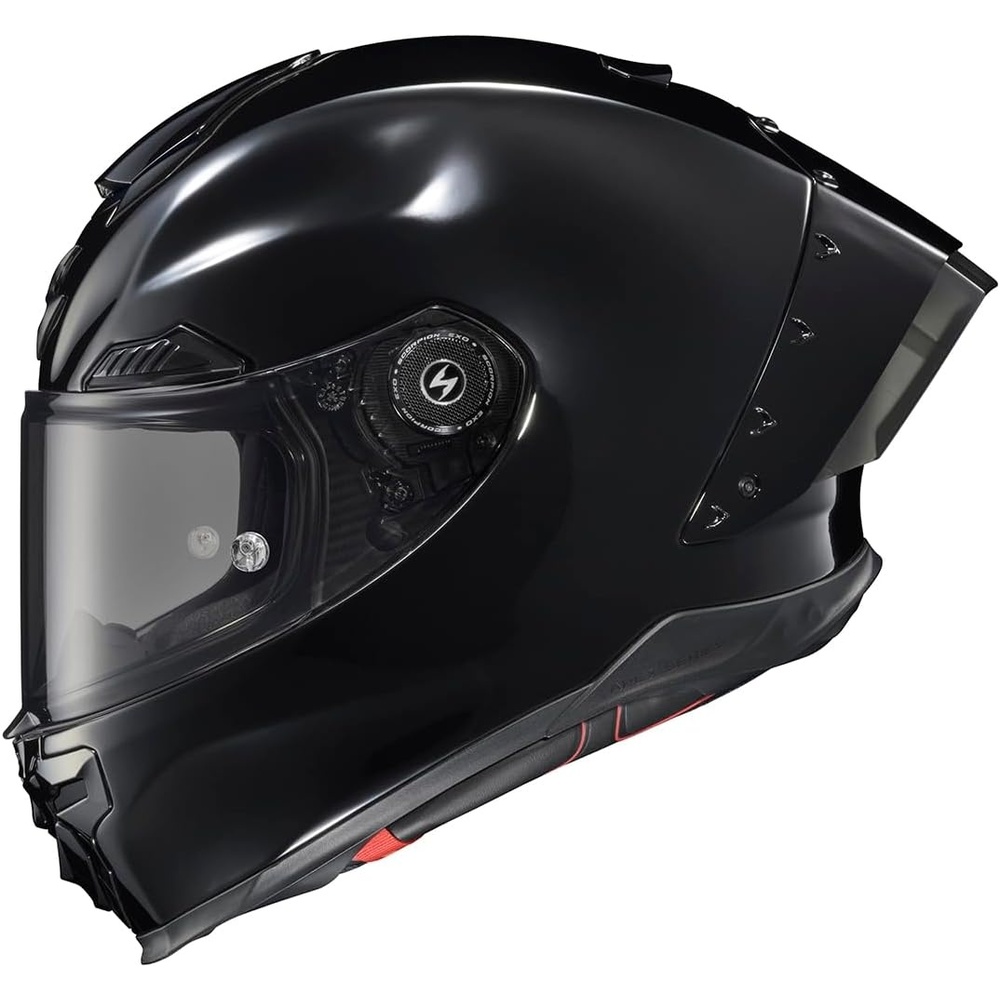 ScorpionEXO Apex Warp Full Face Motorcycle Helmet with Pinlock Ready Shield Adjustable Race Spoiler Bluetooth Ready Speaker Pockets FIM #2 DOT ECE Solid (White – Large)(Gloss Black)