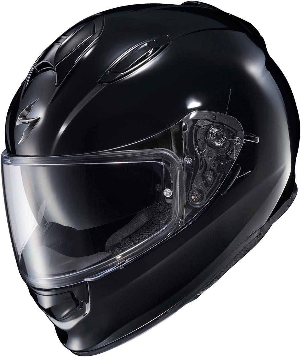 ScorpionEXO Ryzer Full Face Motorcycle Helmet with Pinlock Ready Shield with Integrated Speaker Pockets DOT ECE Approved Edge (Dark Grey – Small)(Solid Gloss Black)