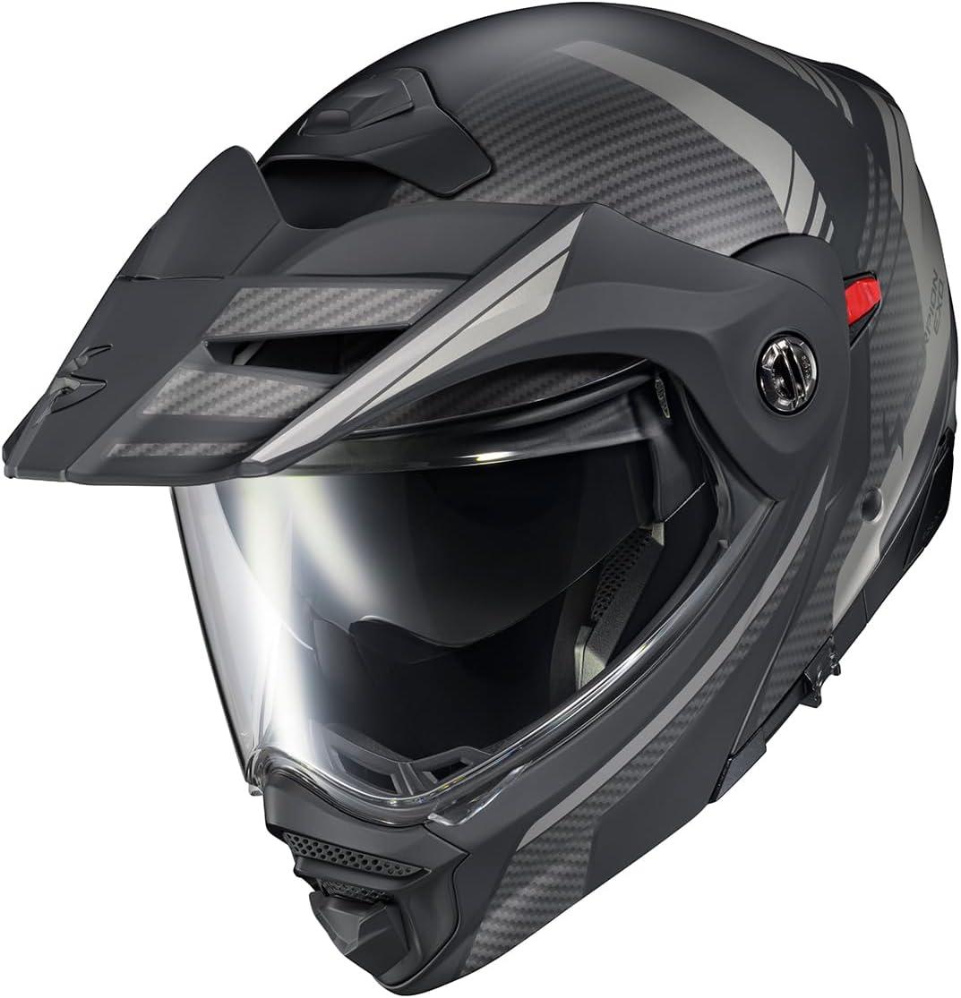 ScorpionEXO AT960 Modular Adventure Street Motorcycle Helmet with Bluetooth Ready Speaker Pockets DOT ECE Approved Monk (Black/Red – Small)(Phantom)