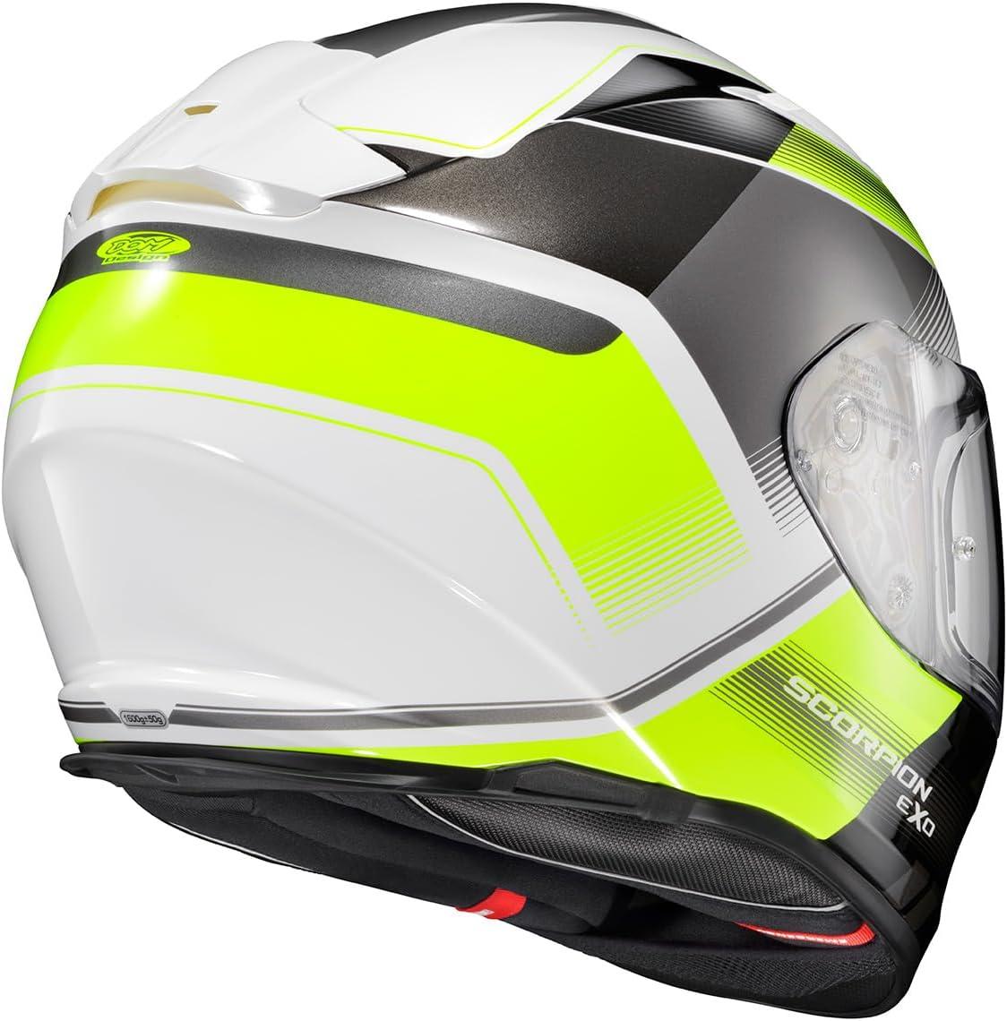 ScorpionEXO Ryzer Full Face Motorcycle Helmet with Pinlock Ready Shield with Integrated Speaker Pockets DOT ECE Approved Edge (Dark Grey – Small)(Edge Hi-Viz)