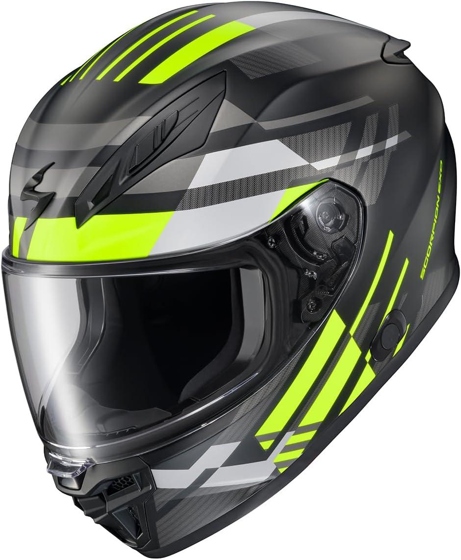 ScorpionEXO R430 Full Face Street Motorcycle Helmet with Bluetooth Ready Speaker Pocketss DOT/SNELL Approved Paradox (Phantom – Small)(Paradox Hi-viz)