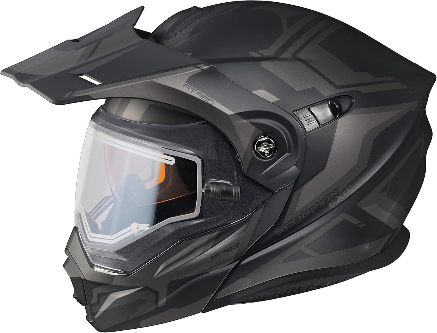 ScorpionEXO AT950 Cold Weather Adventure Snowmobile Modular Helmet Electric Shield with Breath Box DOT Approved Ellwood (Phantom – Medium)
