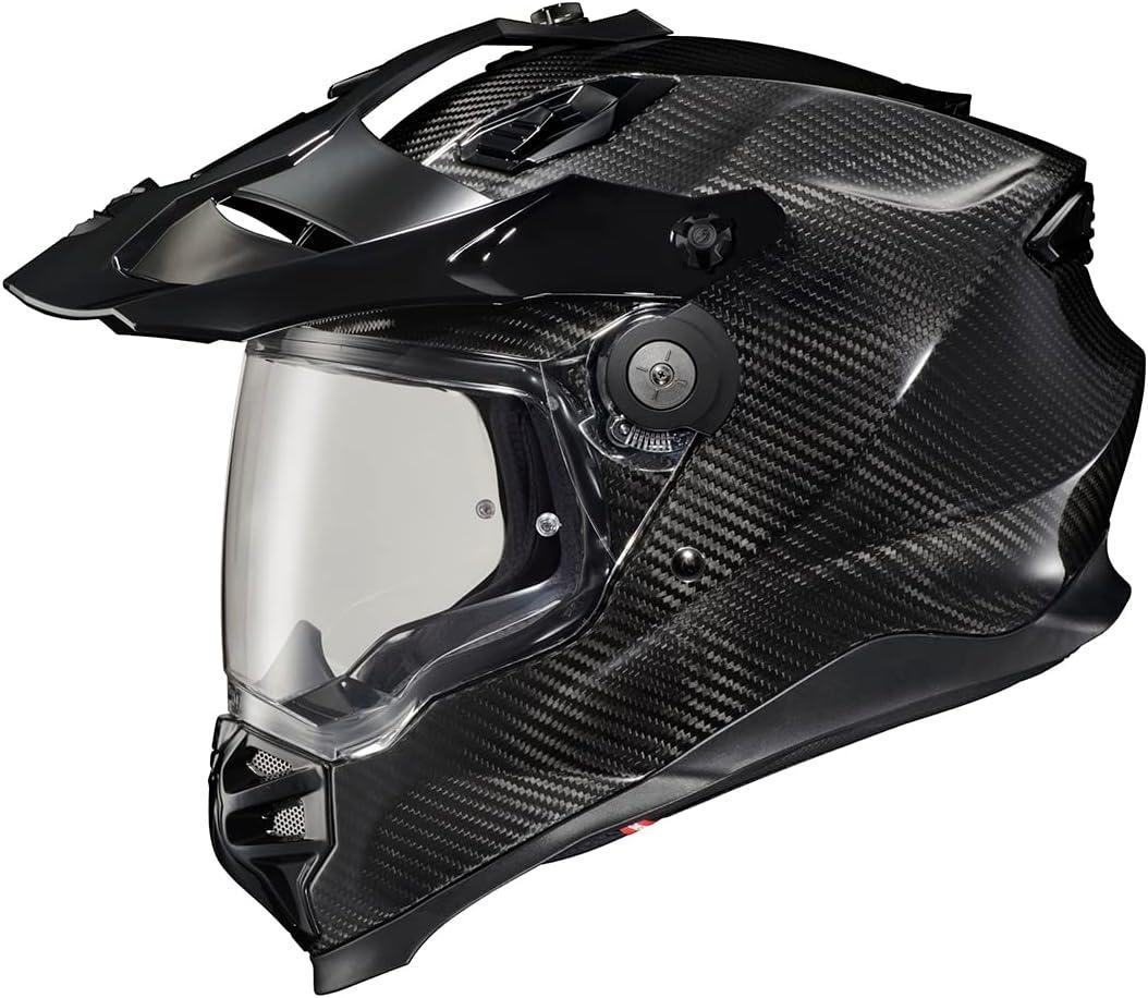 ScorpionEXO XT9000 Full Face Carbon Fiber Adventure Motorcycle Helmet with Pinlock Ready Shield Bluetooth Ready Speaker Pockets DOT ECE Trailhead (Hi-Vis – Medium)(Gloss Black)
