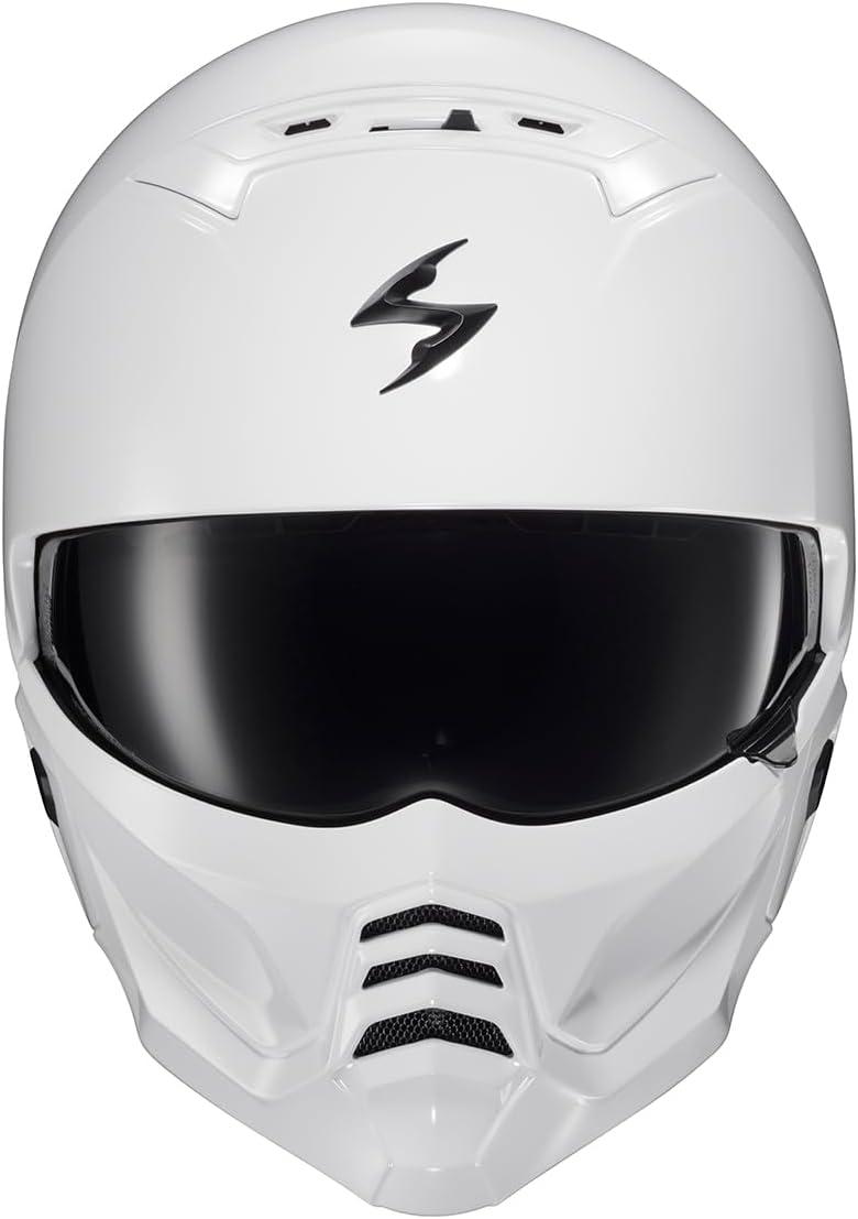 ScorpionEXO Covert 2 Open Face 3/4 Full Mode Motorcycle Helmet Bluetooth Ready Speaker Pockets Interchangeable Mouth Cover DOT Approved Solid (Cement Grey – X-Large)(Gloss White)