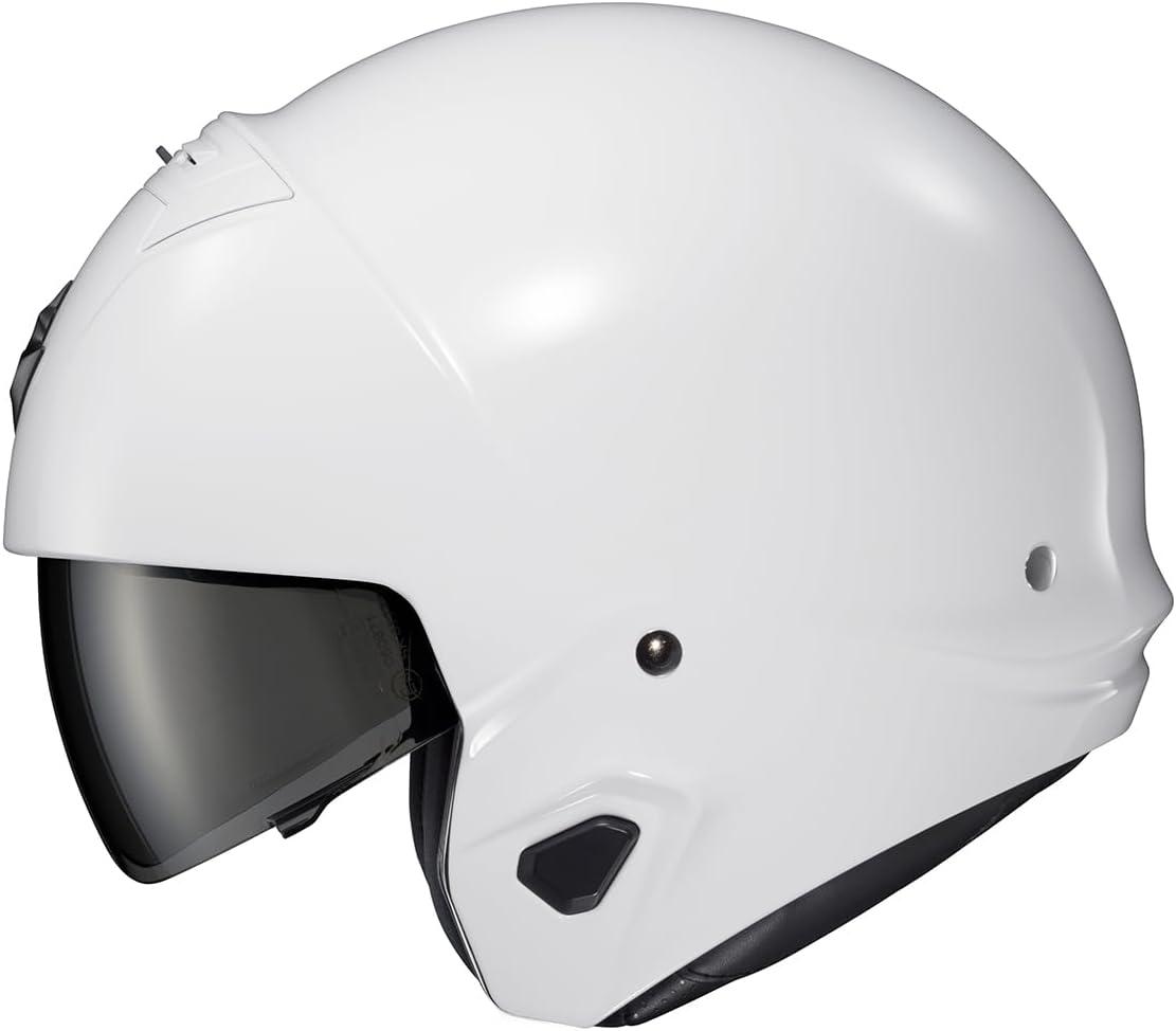ScorpionEXO Covert 2 Open Face 3/4 Full Mode Motorcycle Helmet Bluetooth Ready Speaker Pockets Interchangeable Mouth Cover DOT Approved Solid (Cement Grey – X-Large)(Gloss White)