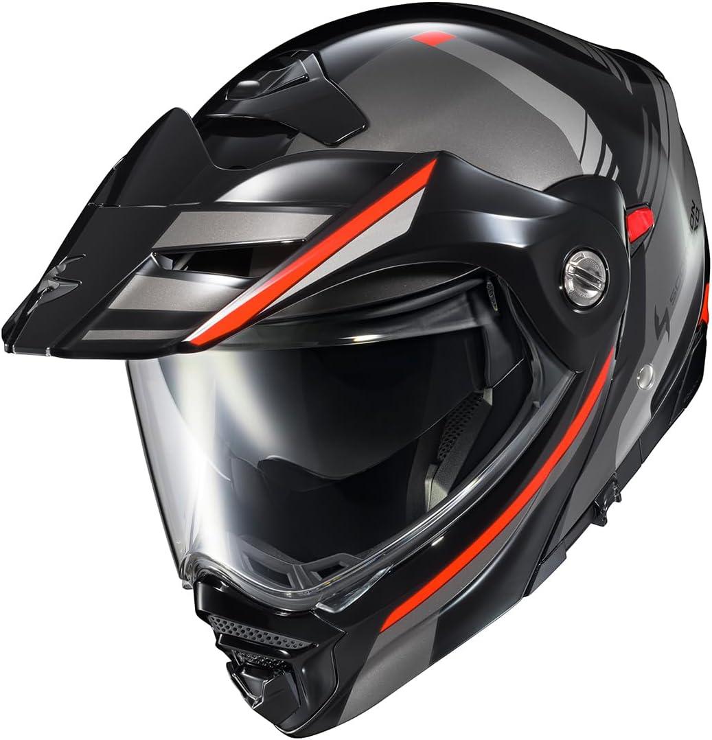 ScorpionEXO AT960 Modular Adventure Street Motorcycle Helmet with Bluetooth Ready Speaker Pockets DOT ECE Approved Monk (Black/Red – Small)(Black/Red)