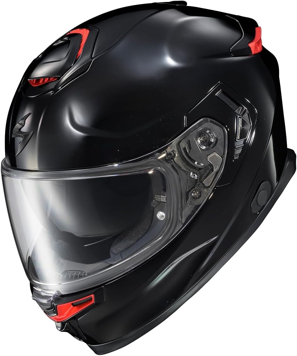 ScorpionEXO Eclipse Full Face Motorcycle Helmet with Pinlock Ready Shield – Bluetooth Ready Speaker Pockets Apex Series Pivot (Phantom – Small)(Metallic Black)