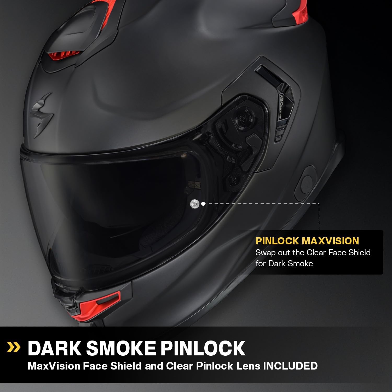 ScorpionEXO Eclipse Full Face Motorcycle Helmet with Pinlock Ready Shield – Bluetooth Ready Speaker Pockets Apex Series Pivot (Phantom – Small)(Metallic Black)