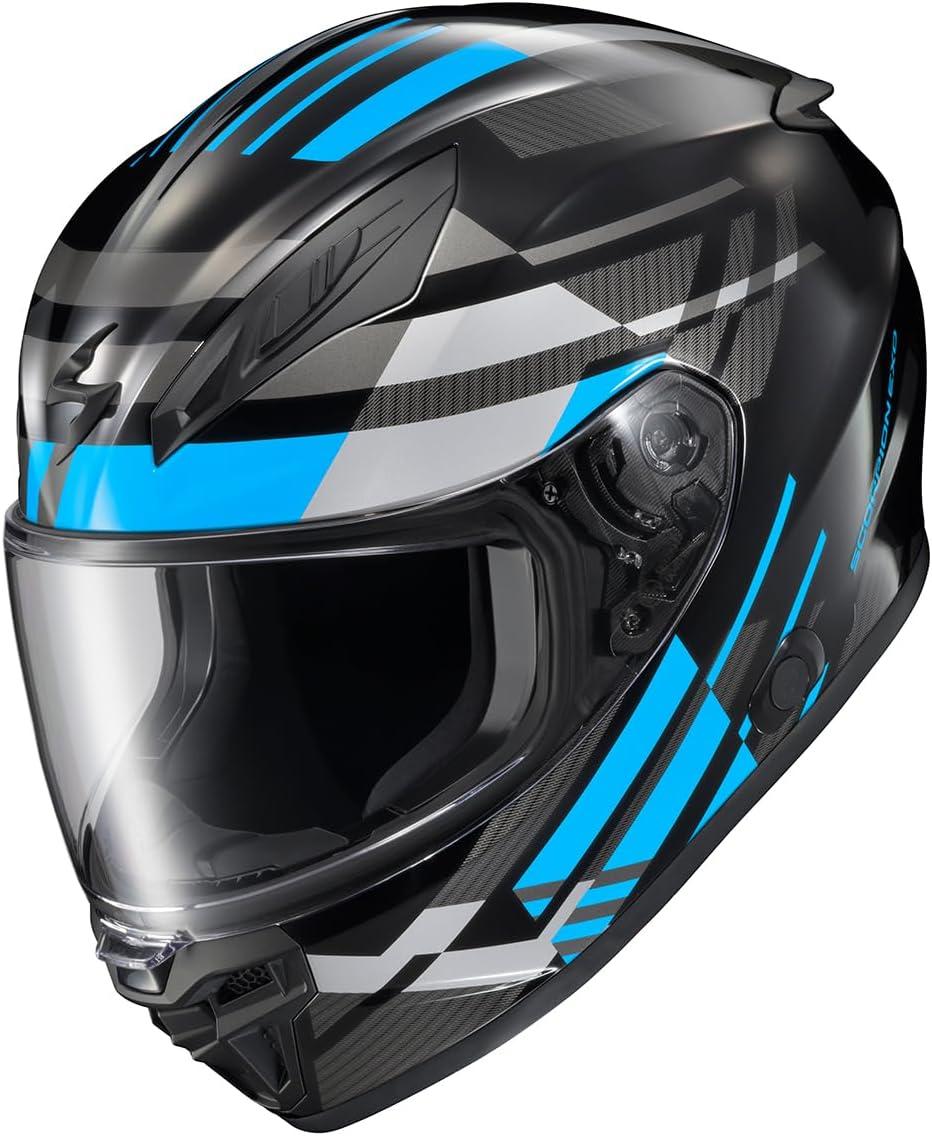 ScorpionEXO R430 Full Face Street Motorcycle Helmet with Bluetooth Ready Speaker Pocketss DOT/SNELL Approved Paradox (Phantom – Small)(Paradox Light Blue)